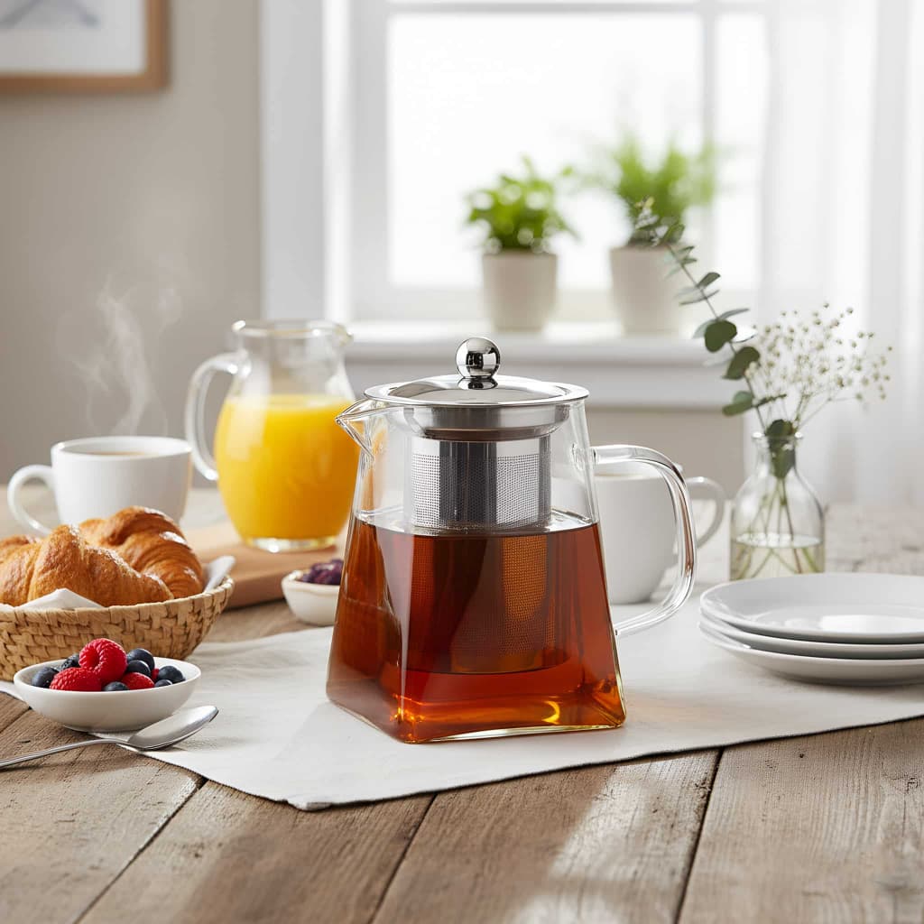 Chaleira de Vidro Borossilicato com Infusor em Aço Inox | Vai ao Fogo | Tamanhos 550ml, 750ml e 950ml