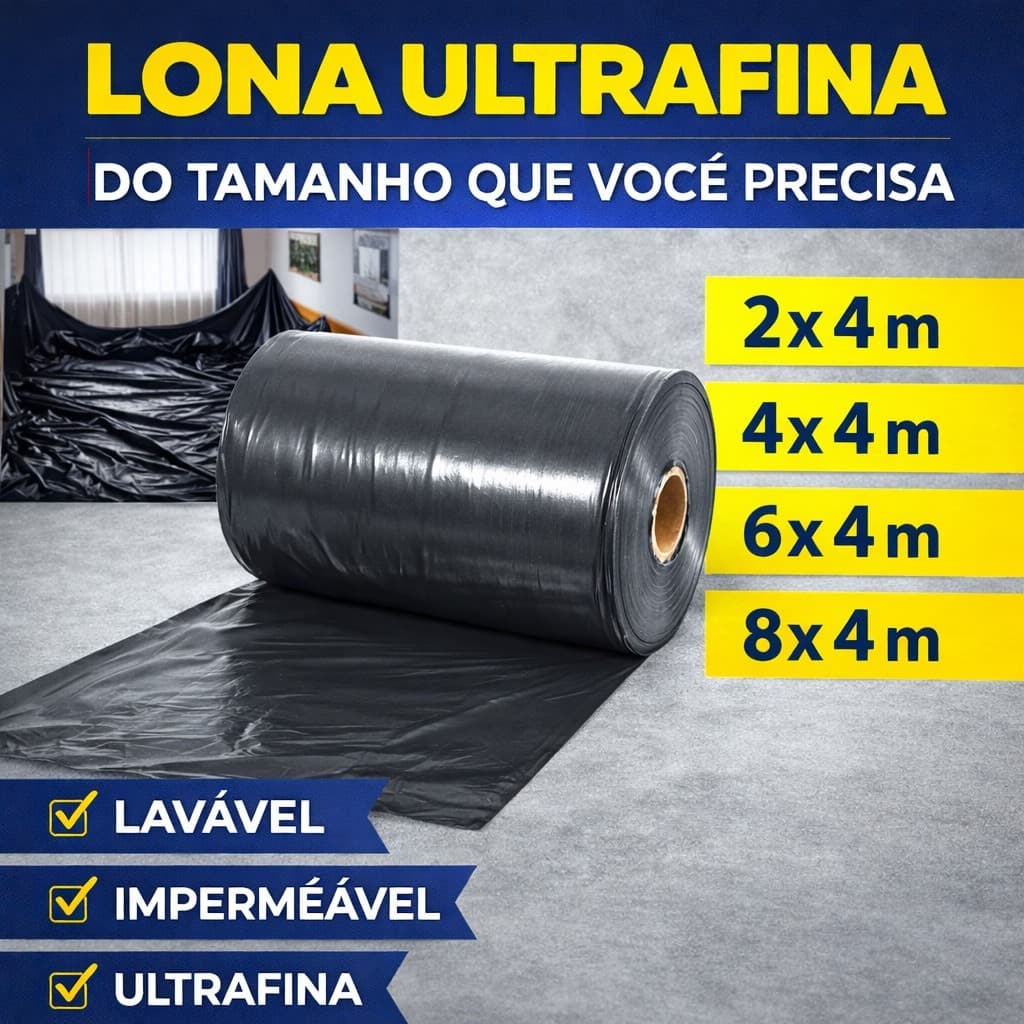 Lona Ultra Fina - Proteção Móveis, Chão, Rodapé - Pintura, Obra - Vários Tamanhos