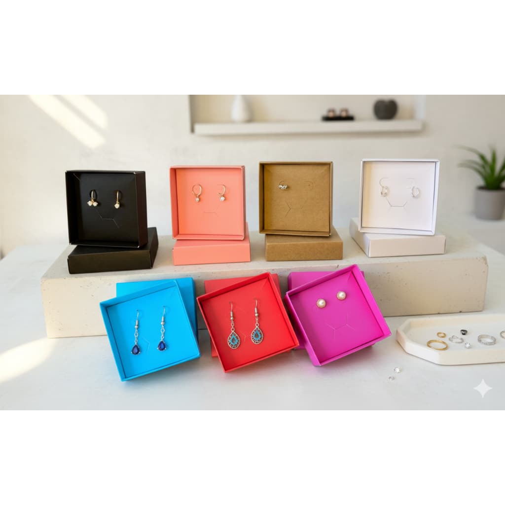 50 un. Caixinhas de Joias | VERMELHA, ROSÊ, PRETA, BRANCA, TURQUESA, KRAFT (desmontadas - de papel)