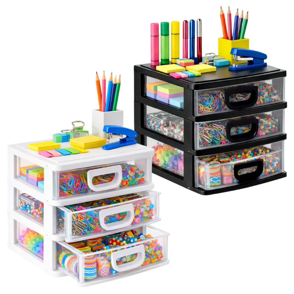 Super Porta Tudo c/3 Gaveta Organizador para Escritório, Joias e Material de Costura