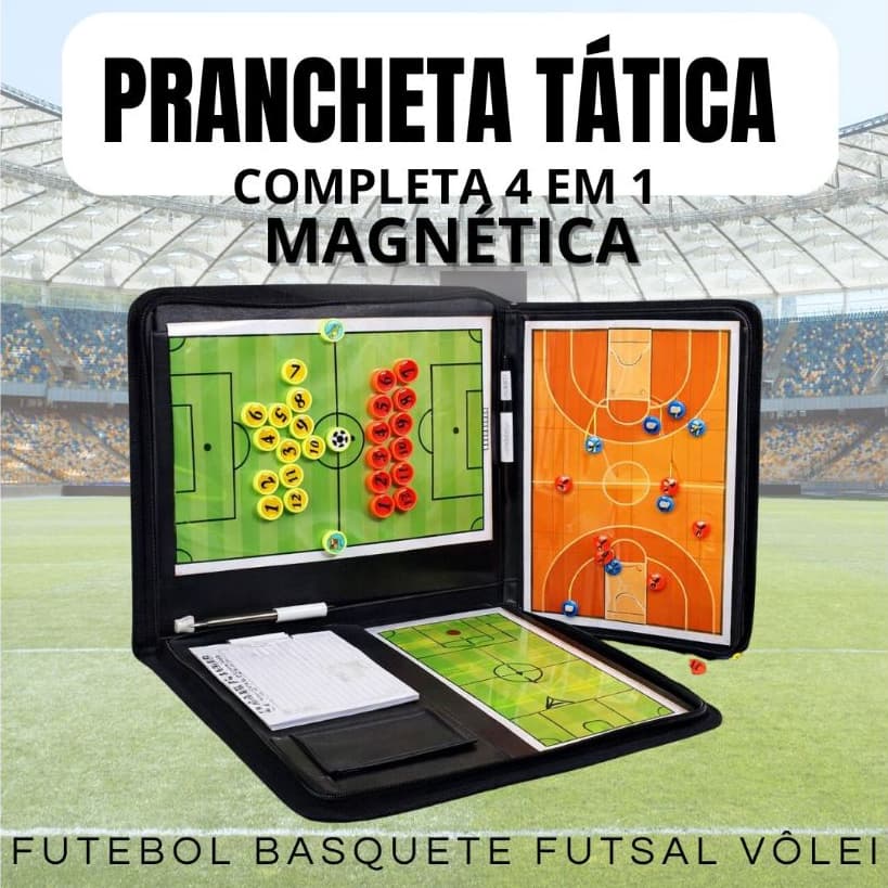 Prancheta 4 em 1 treinador Tatica magnética Futebol Futsal handebol  basquete com cartao de juiz e apito