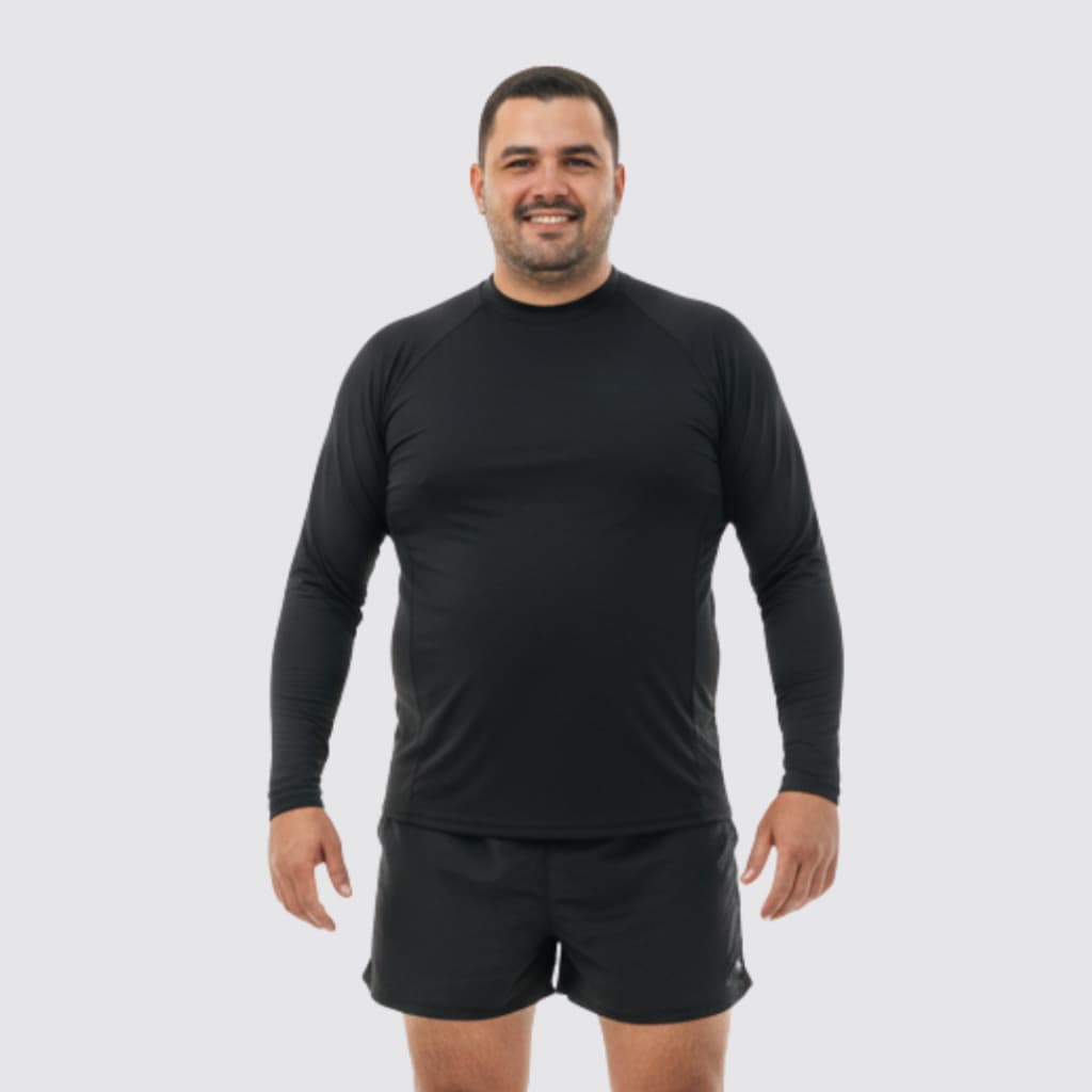 Camisa plus size manga longa masculino blusa segunda pele proteção uv