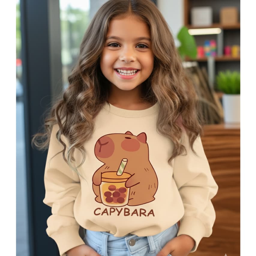 Moletom Infantil Delicado Capivara <oda Para Meninas Outono/Inverno 02 ao 12