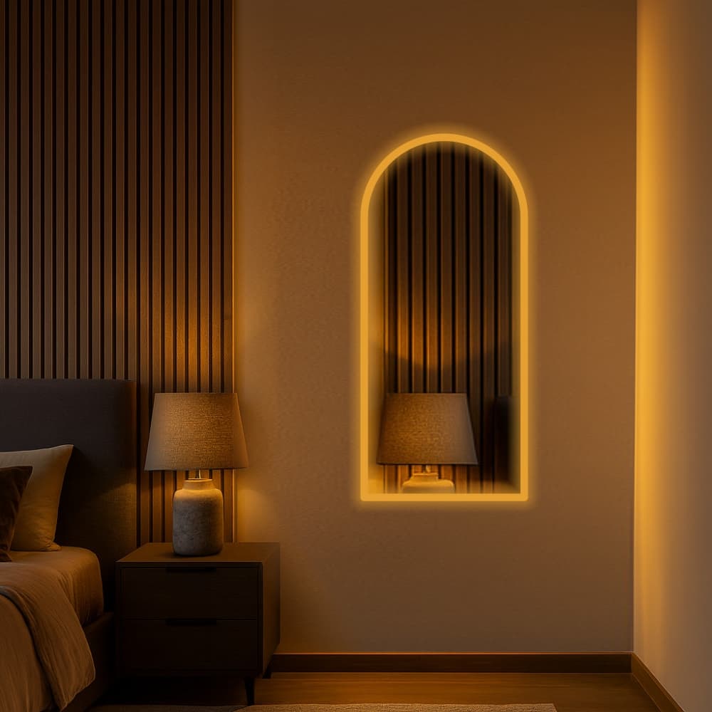 Espelho Orgânico Janela Led Jateado Borda Infinita Bivolt Sem Led Banheiro Quarto Hall Decorativos Frio Quente Neutro