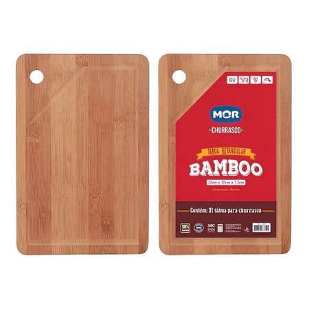 Tabua de Cortar Retangular Bambu Mor 30x20 Churrasco Cozinha Corte