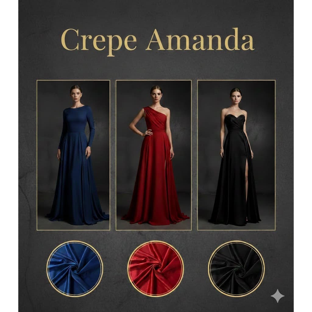 3 MT Tecido crepe amanda 100% poliéster 1,50 de Larg.