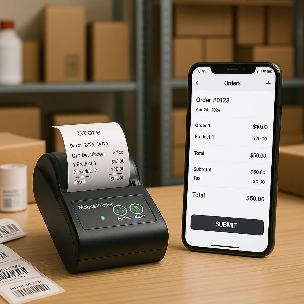 Mini Impressora Bluetooth Térmica 58mm Portátil, Compatível com Android iOS Pc, Sem Fio Ifood Cupom