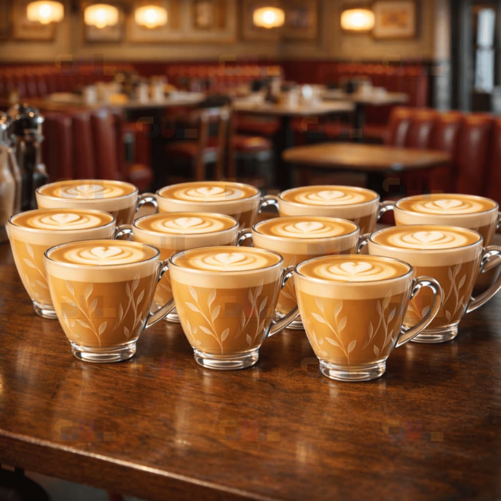 Jogo 12 Xícaras LILY FLORAL Cozinha Café Louça Vidro Crystal 220ml Mesa Xicara