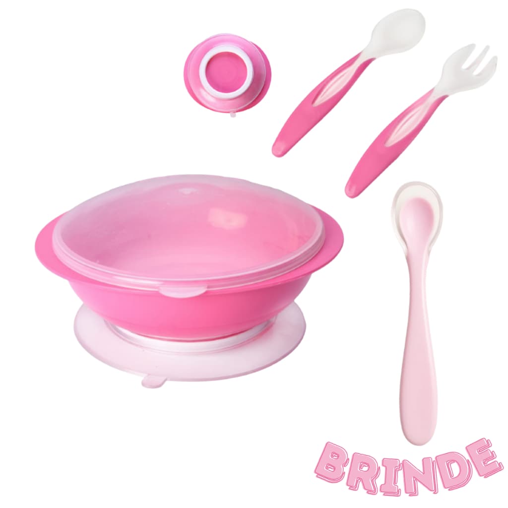 Kit Refeição Infantil 6 Peças + Colher Silicone