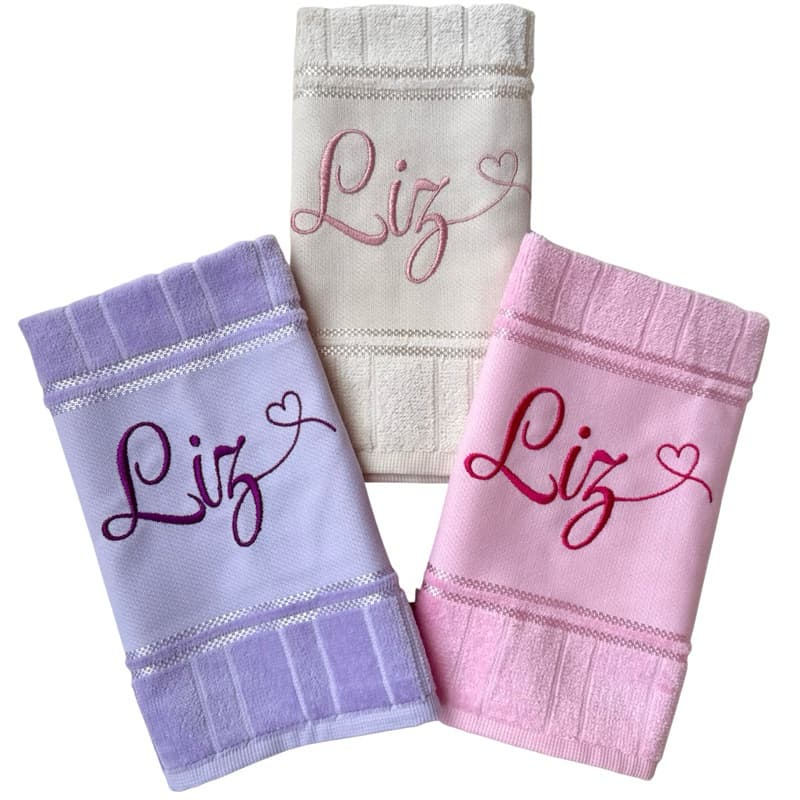 KIT 3 Toalhas Bordadas Personalizadas com Nome Bordado 30x45 Maternidade / Escolar /  Bebê boca