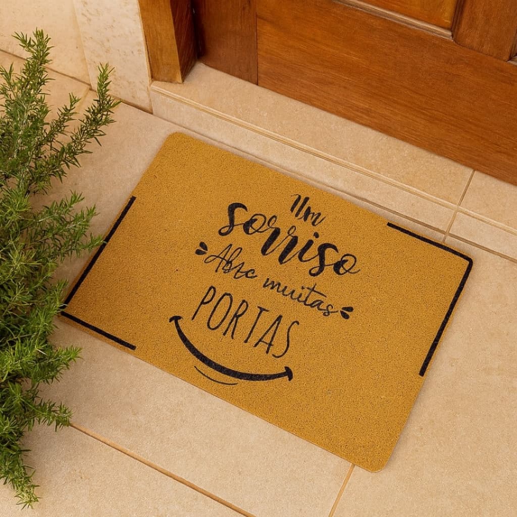 Tapete Bem Vindo Capacho Decorativo Porta de Entrada Sala Casa Jardim Emborrachado Antiderrapante