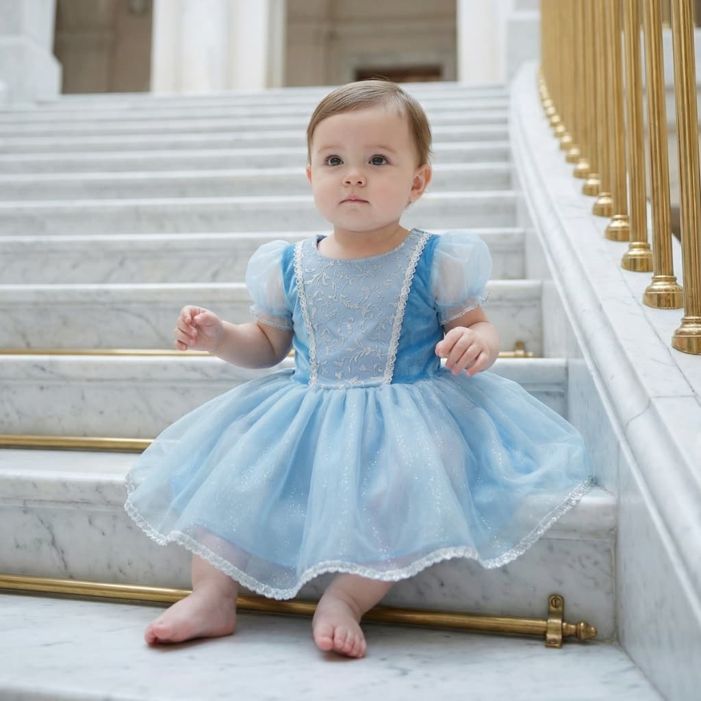 Vestido Princesa Cinderela Roupa de Bebê Newborn Merversário Roupa Infantil Menina Fantasia Feminina