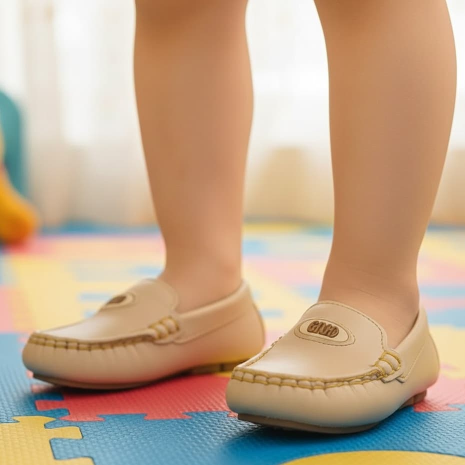 Mocassim Infantil Masculino Confortável E Antiderrapante Pajem Festa Bege Para Menino Bebê Promoção