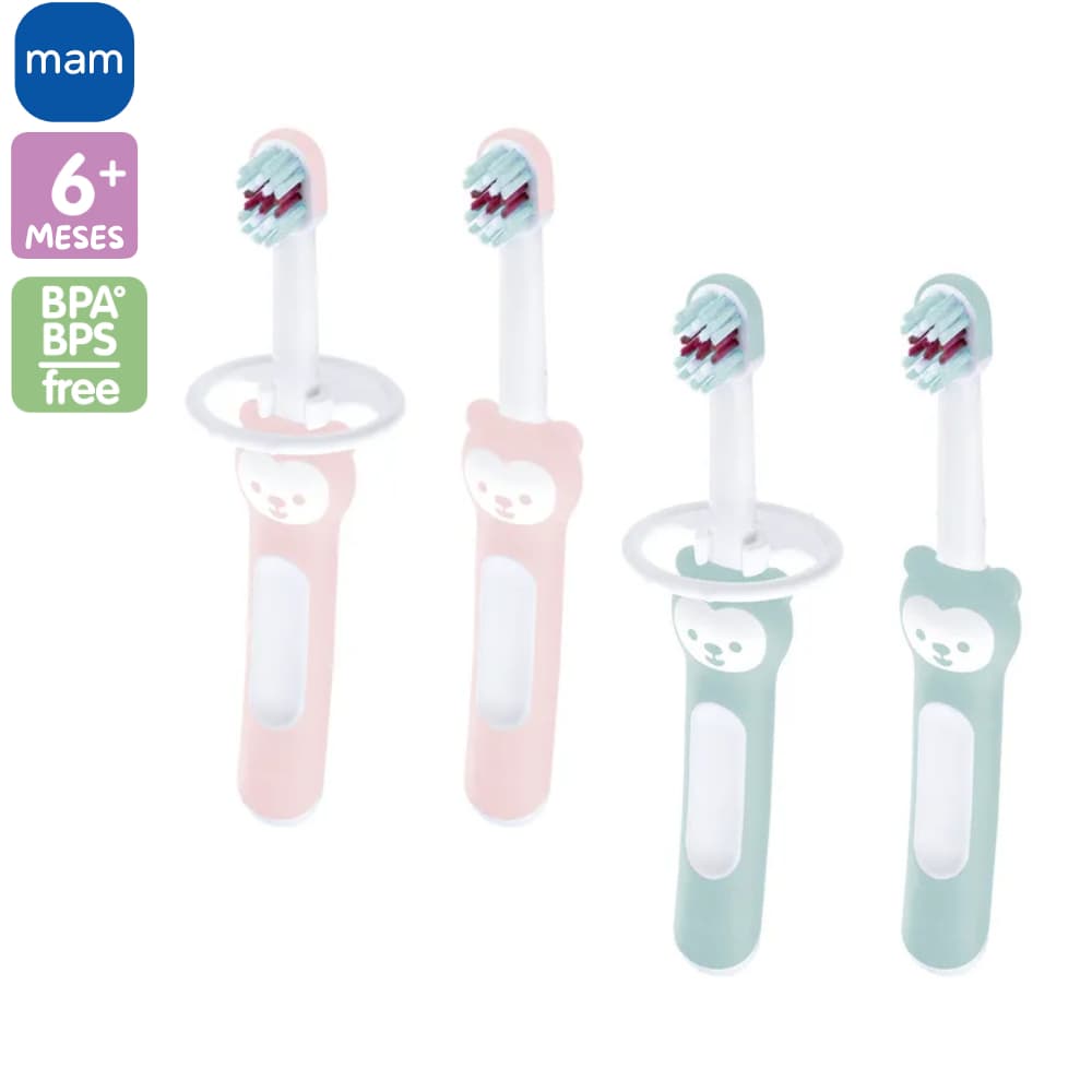 Escova de Dente Infantil MAM Baby's Brush - 6+ meses Embalagem Dupla
