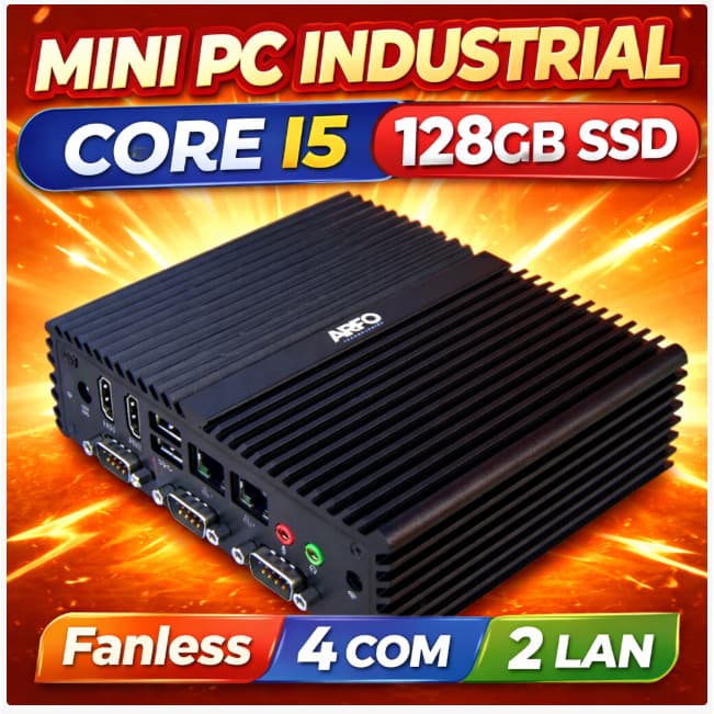 MINI PC INDUSTRIAL ARFO AR-450 CORE I5 SSD 128GB(expansível)  LINUX 4COM 2LAN