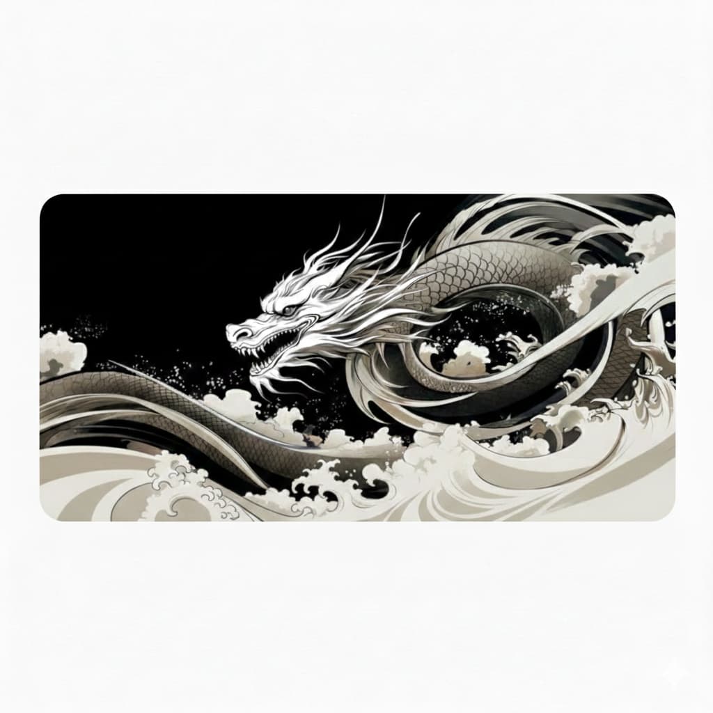 Mouse Pad Gamer Estampa Dragão Branco Antiderrapante