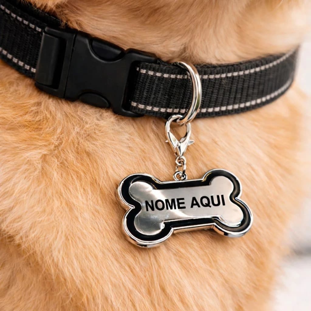 Placa De Identificação Plaquinha Coleira Cachorro Pet Pingente Nome Personalizado