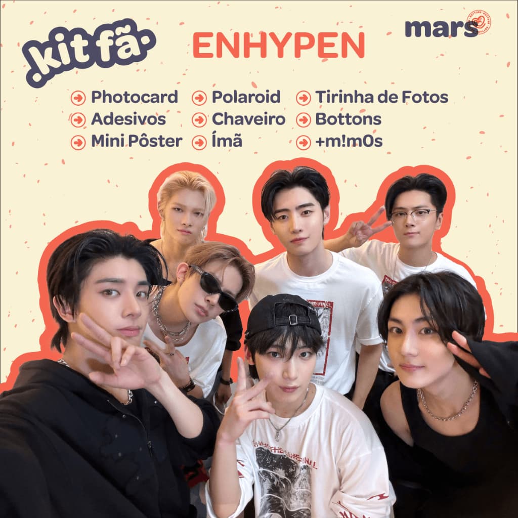 Kit Fã ENHYPEN - Photocard - Adesivos - Bottons - Chaveiro - Fotos (KPOP)