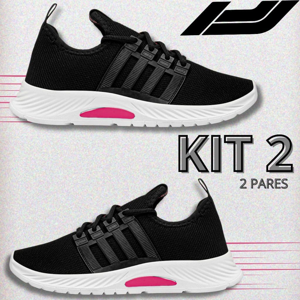 Kit 2 Tênis Esportivo Feminino Leve Confortável Academia Caminhada Casual Antiderrapante