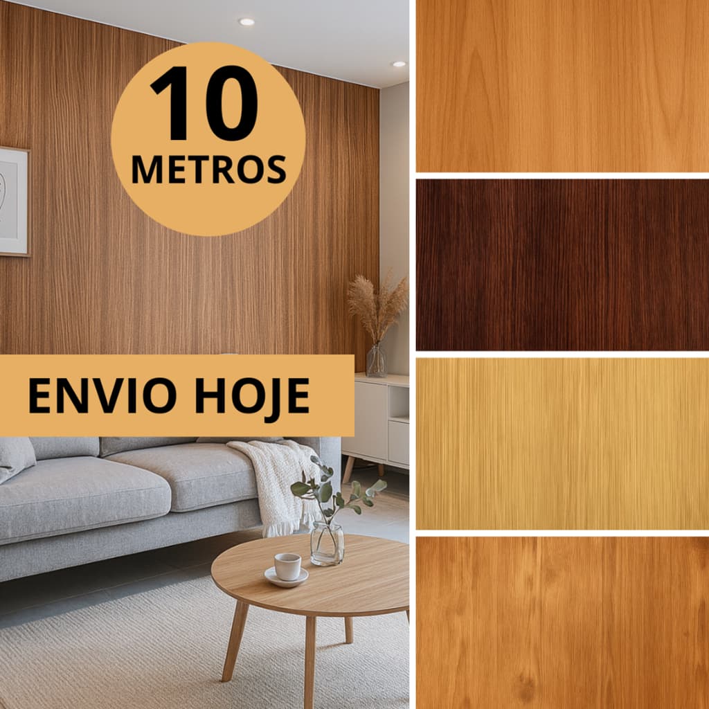 Papel de Parede 10x0,45 Metros Madeira Clara Escura Carvalho Cumaru Hanover Adesivo Autocolante