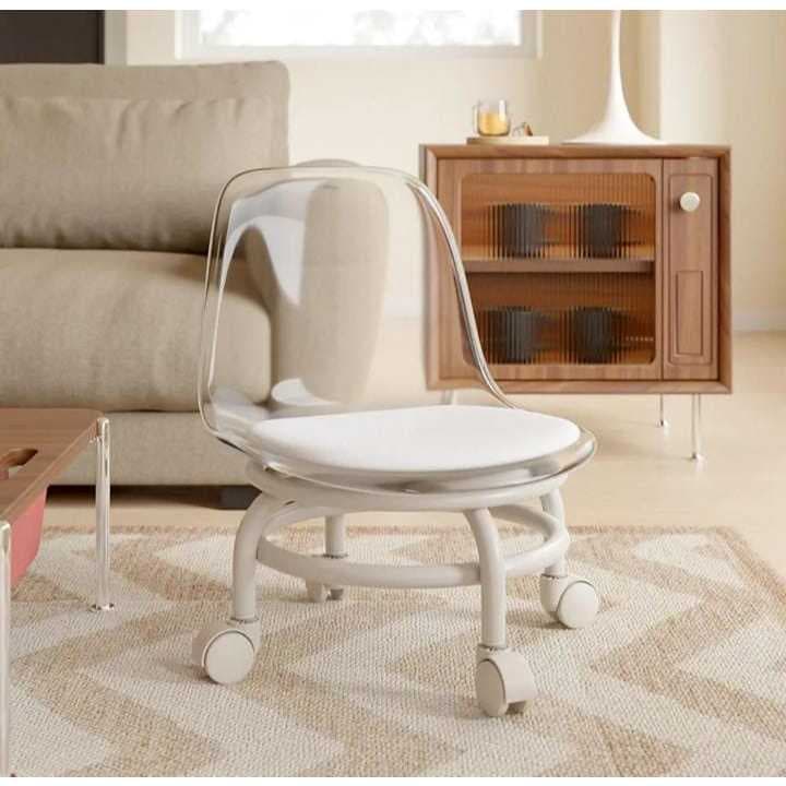 Banco Baixo Com Rodinhas, Banquinho Com Rodinhas Claro