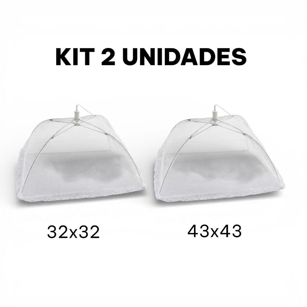 KIT 2 Tela Mosquiteira Anti Insetos Protetora de Alimentos para Bolo e Frutas 32X32cm + 43X43cm