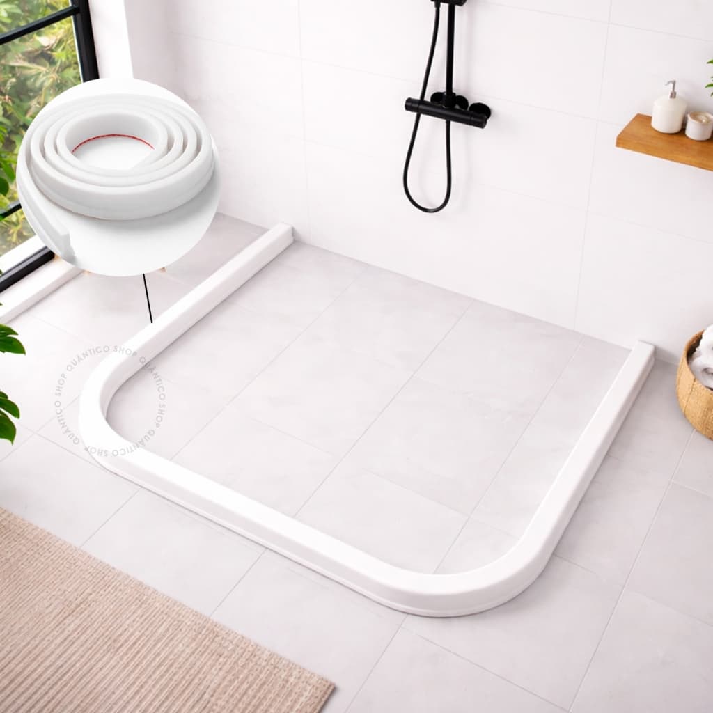 Fita Barreira de Água 1 ou 2 TPE Flexível Autoadesiva 150cm Vedação Box Cozinha Banheiro