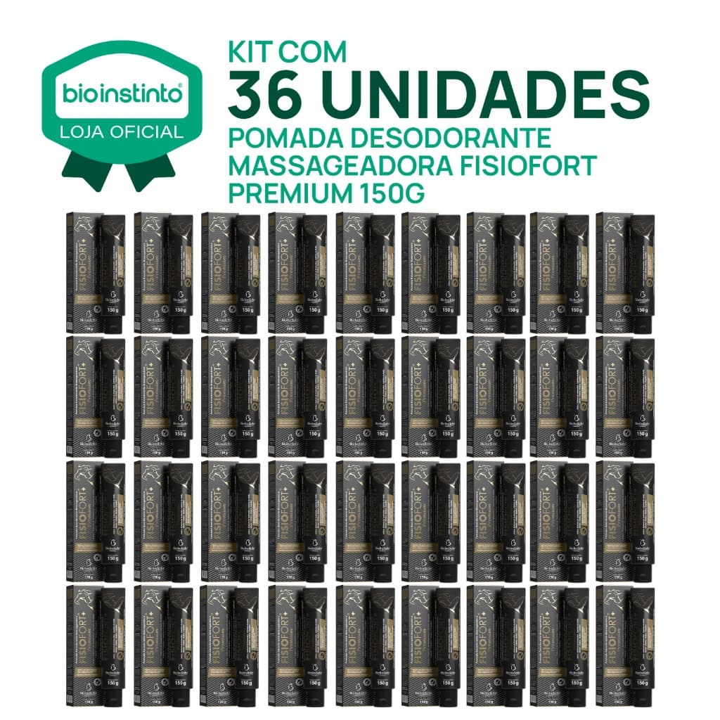 36 UN POMADA FISIOFORT PREMIUM 150g massageadora desodorante Bio instinto dores musculares treino