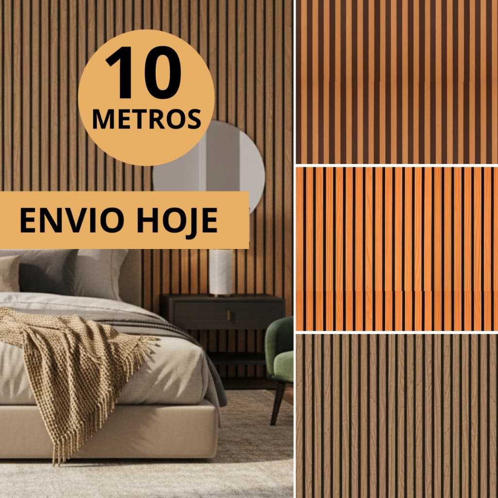 Papel de Parede 10x0,45 Metros Adesivo Painel Ripado Madeira Ripada À Prova D'Água Impermeável