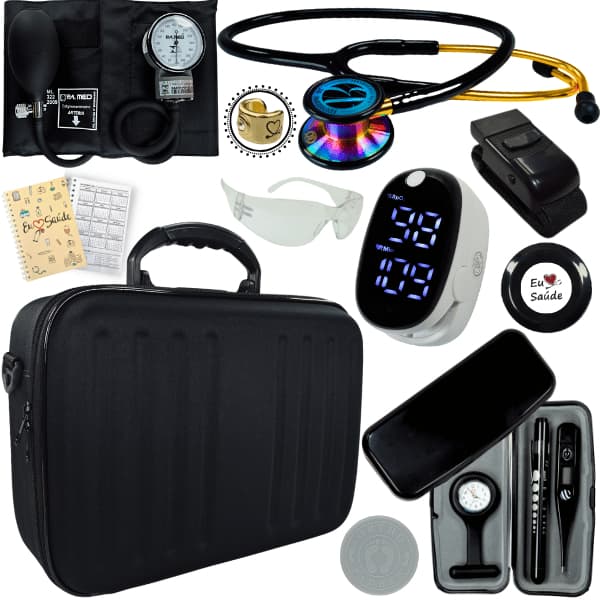 Kit Enfermagem Aparelho De Pressao Estetoscopio Duplo Bic