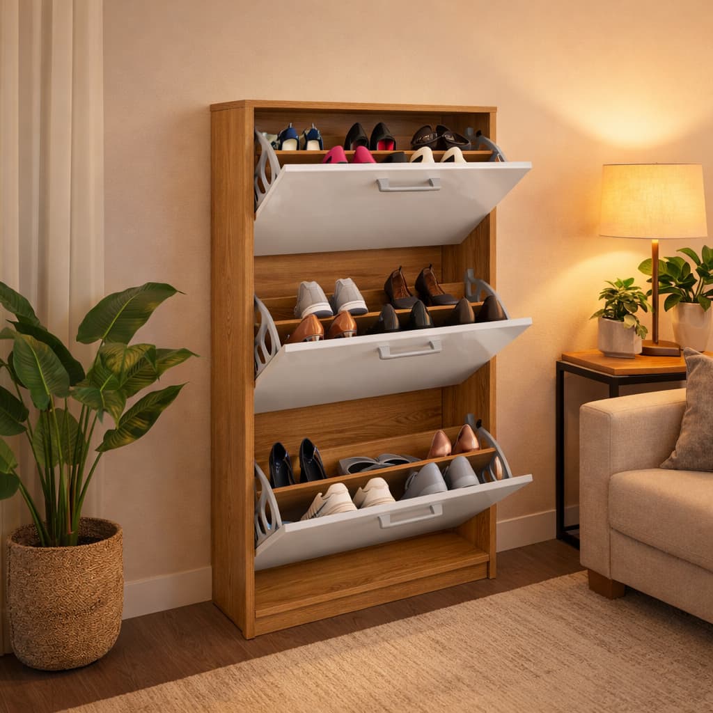 Sapateira com Portas Armário Multiuso Organizador Vertical para Hall Entrada Quarto Sala Moderna