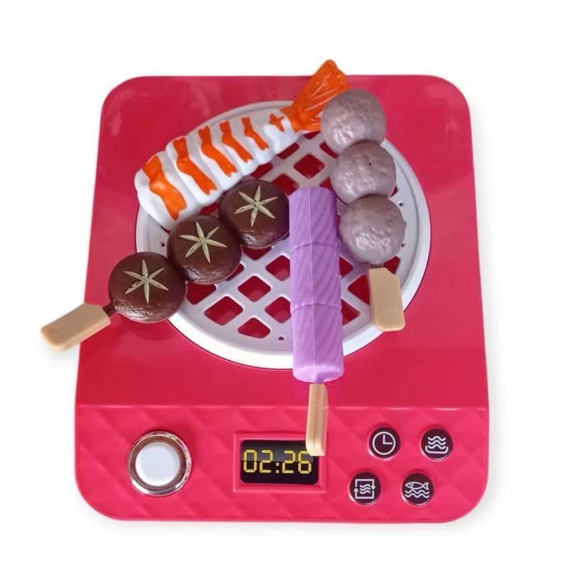 Eletrodoméstico Infantil Churrasqueira Elétrica  c/ Luz e Som + Acessórios Mini Grill, Cozinha Infantil Comidinhas
