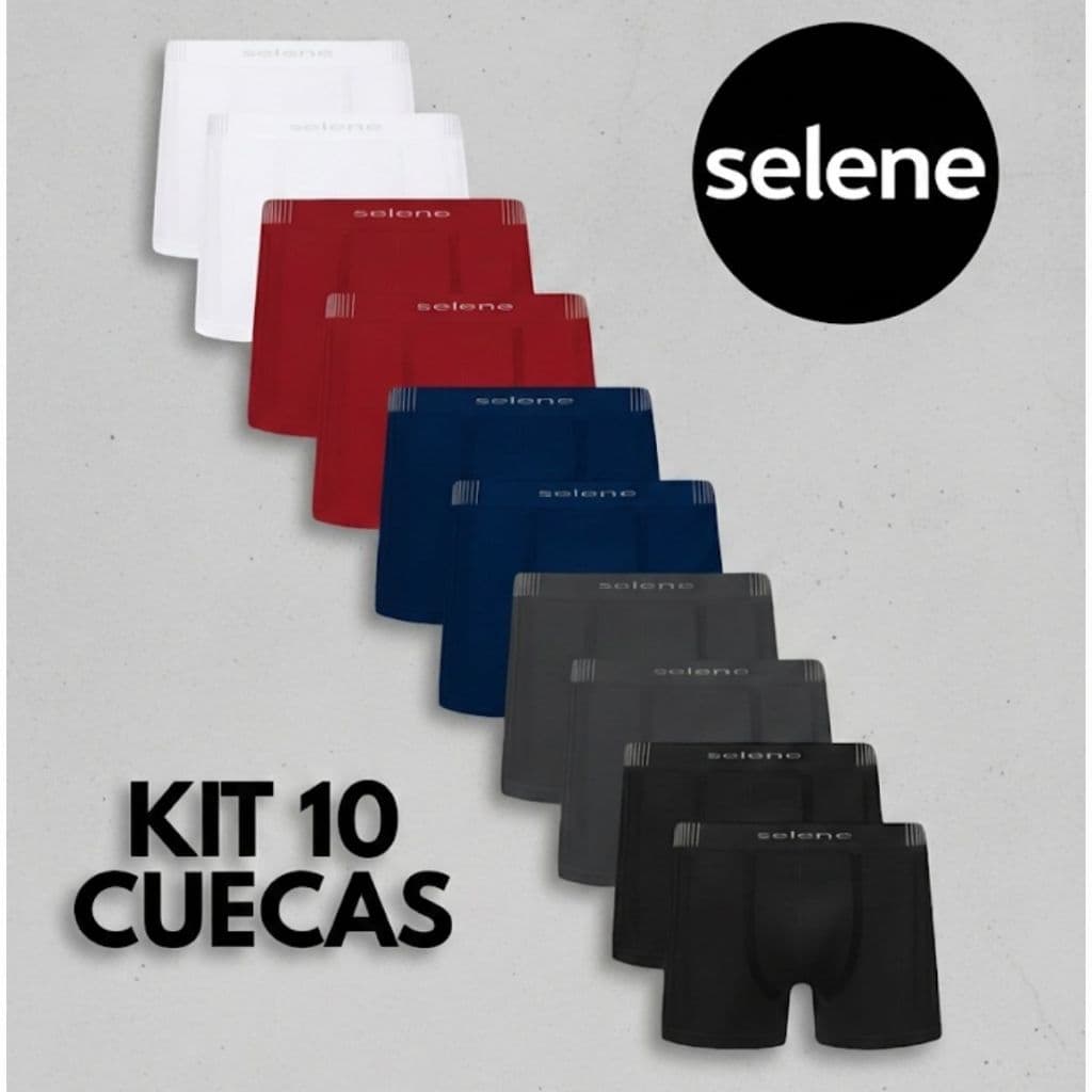 Kit 10 Cuecas Masculino Boxer Selene Microfibra Poliamida Sem Costura Confortável Original Selene