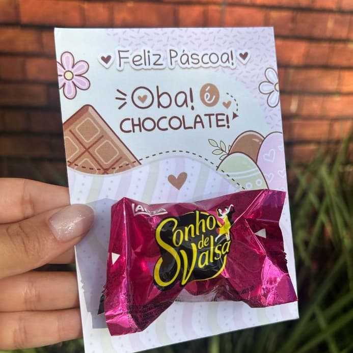 Card Tag Lembrancinha de Páscoa Card para Bombom Chocolate mimo cliente 10X14