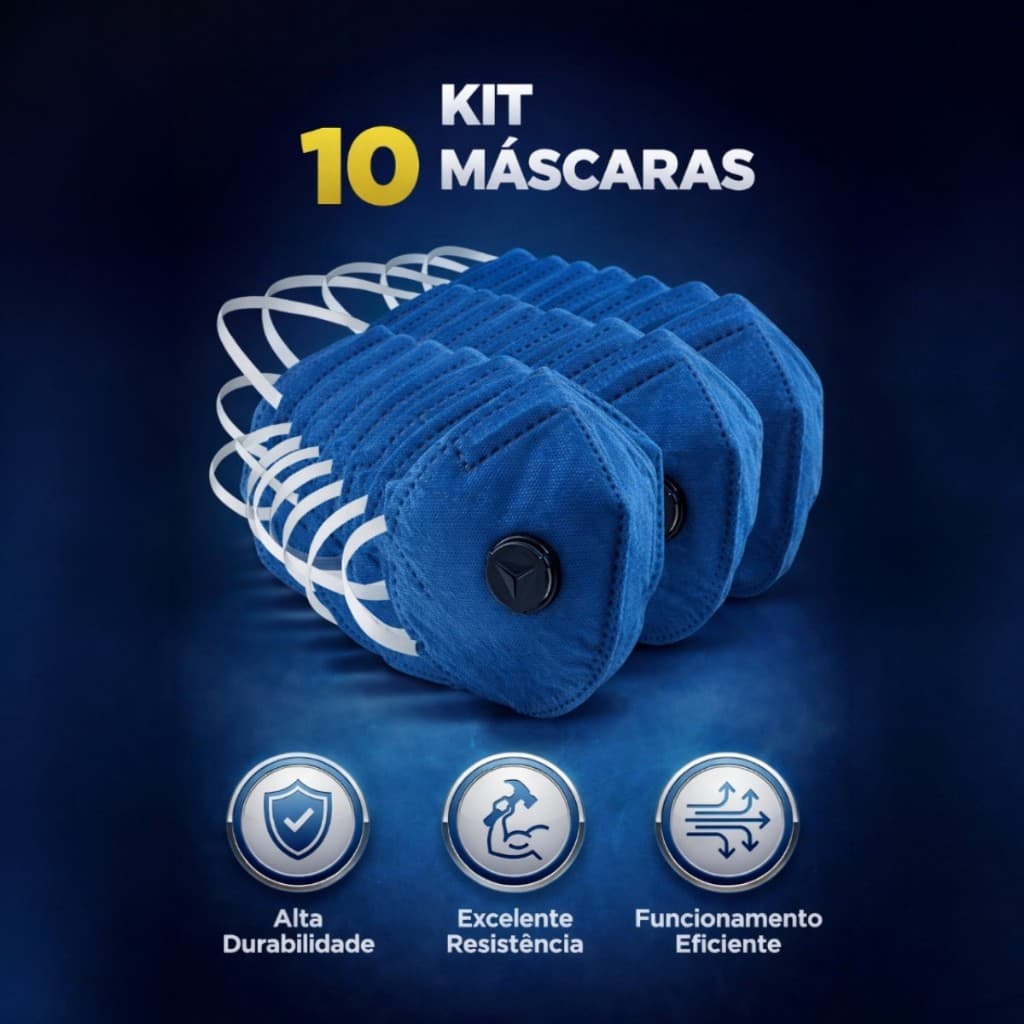 Kit 10 Máscaras PFF2 Com e Sem Válvula EPI Profissional Alta Proteção Respiratória