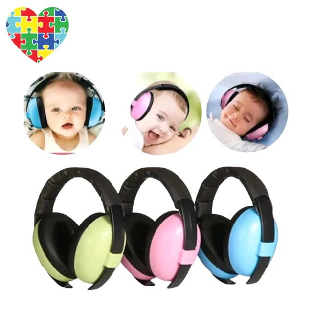 Abafador de Ruídos Infantil Protetor Auricular Som Neném Bebê Criança Ajustável Tipo Concha Conforto