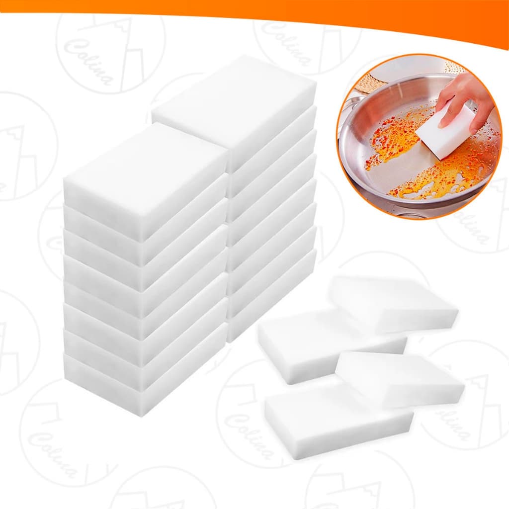 Kit 10 a 50 Esponja Mágica Branca de Melamina Tira Manchas Riscos Mágica Multiuso