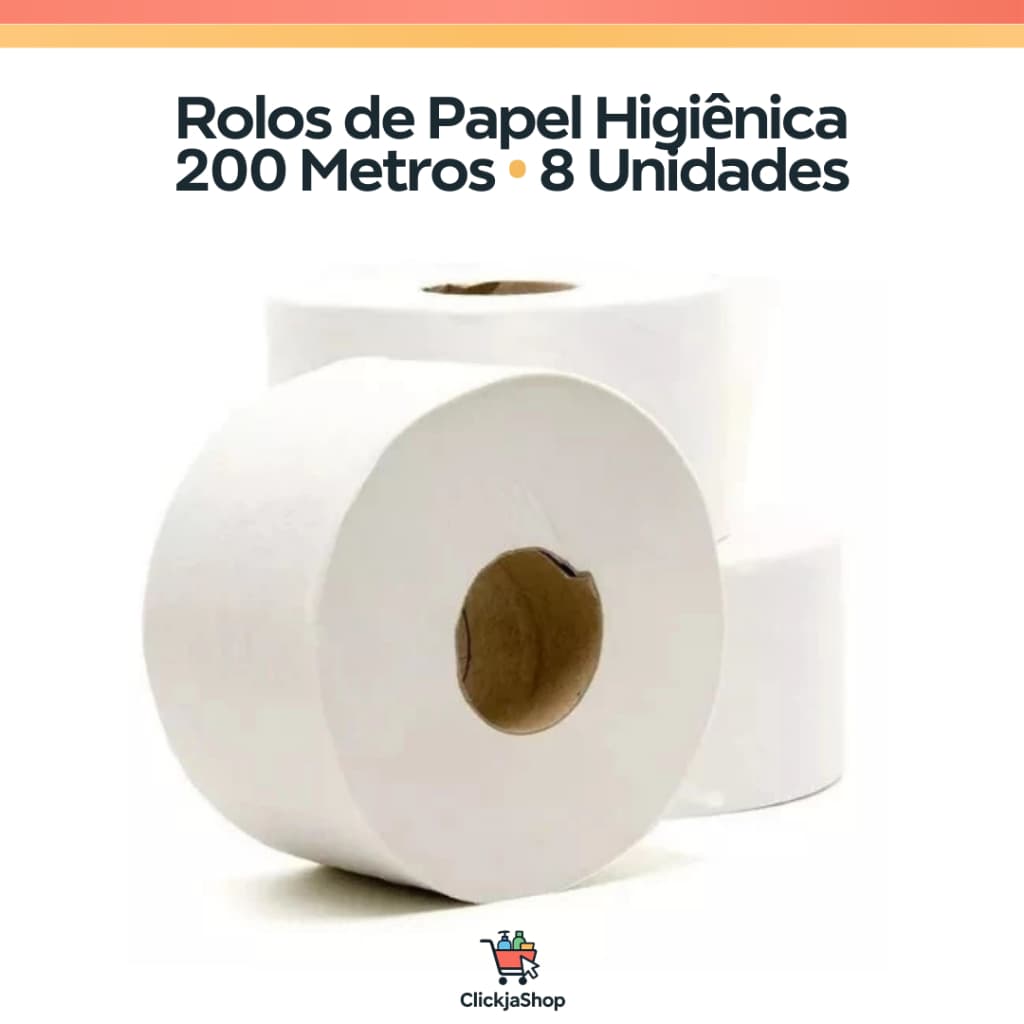 Rolo de Papel Higiênico 200M - Pacote c/ 8 Unidades | Textura Aerada c/ Boa Alvura e Maciez