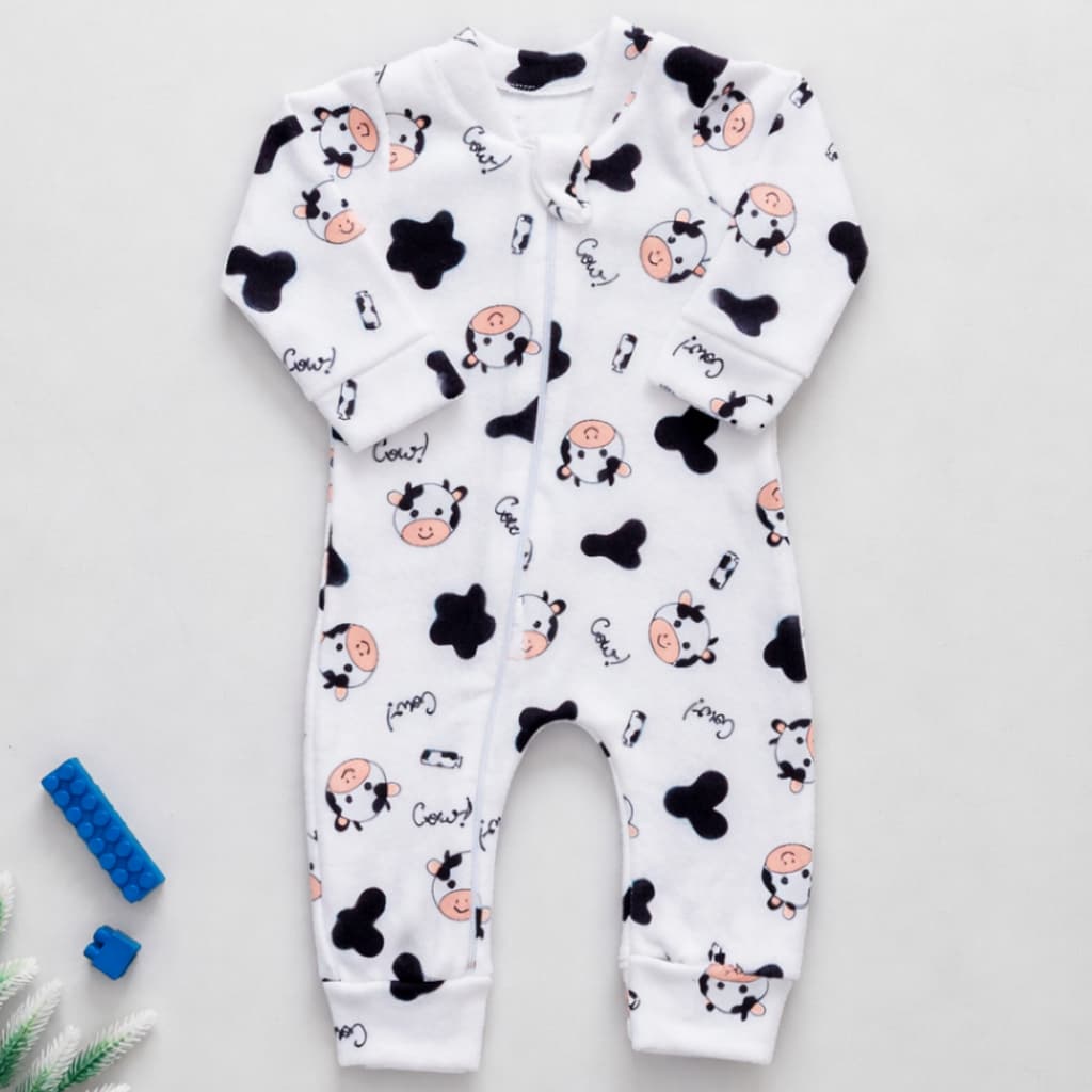 Macacão Bebê Soft Tip Top Plush Menino Menina em Com Zíper Frontal Confortável Quentinho Inverno