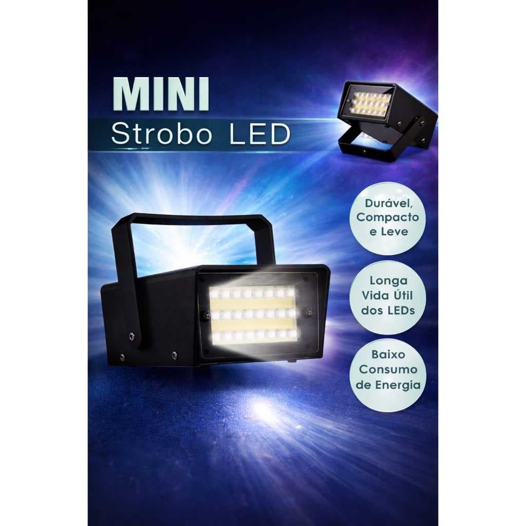 Mini Super Strobo Led Câmera Lenta Branco Dj Festa Potente Bivolt Alta Potência Luz Sinalizadora