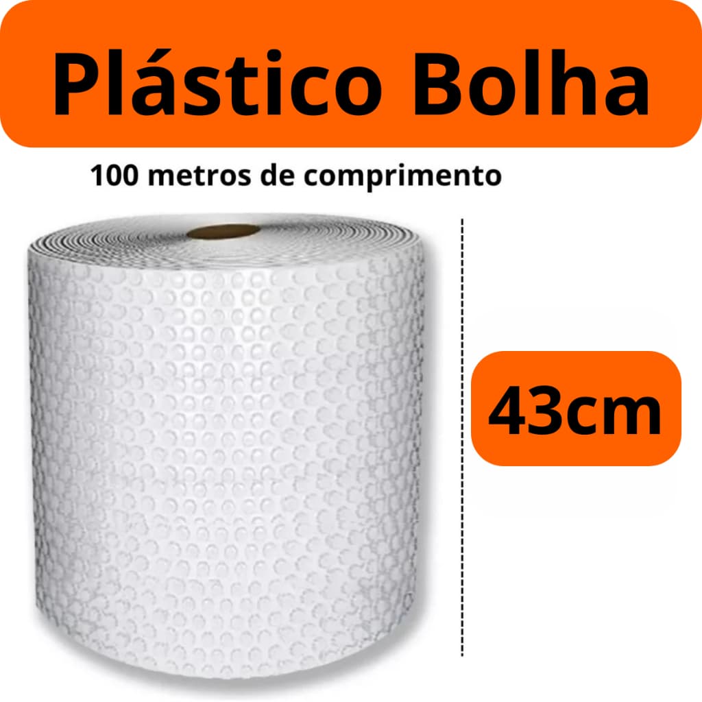 Plástico Bolha Bobina 43cm X 100 Metros E-commerce 25 Micras Bolha Mudança