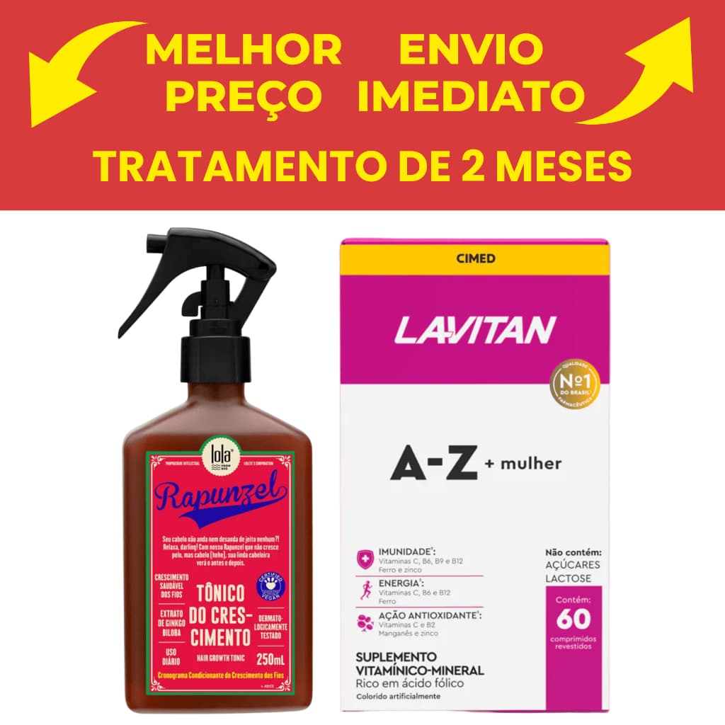1 Unidades Tônico Capilar Rapunzel + 1 Unidade Vitamina Lavitan Mulher Cimed