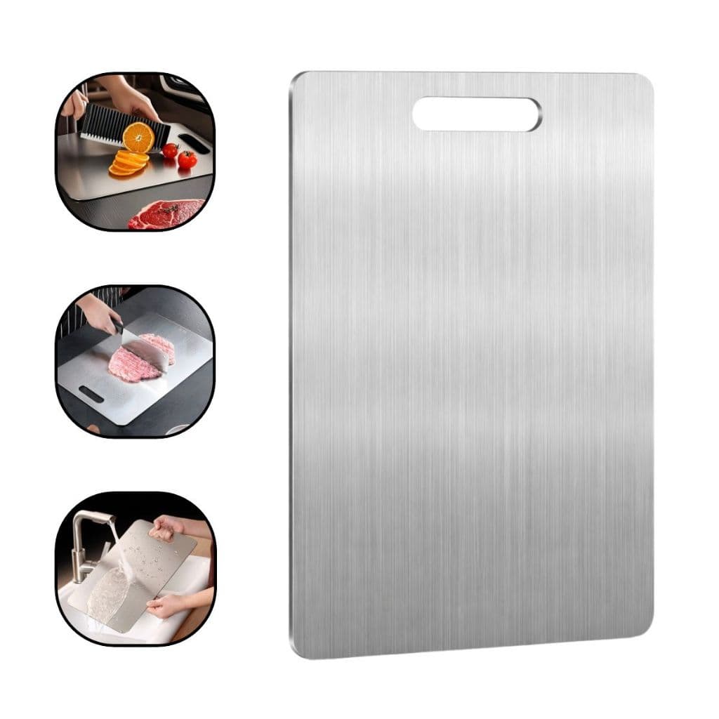Tábua De Corte Aço Inox Antibacteriana Taboa Para Cozinha Carne Titânio Retangular Não Risca