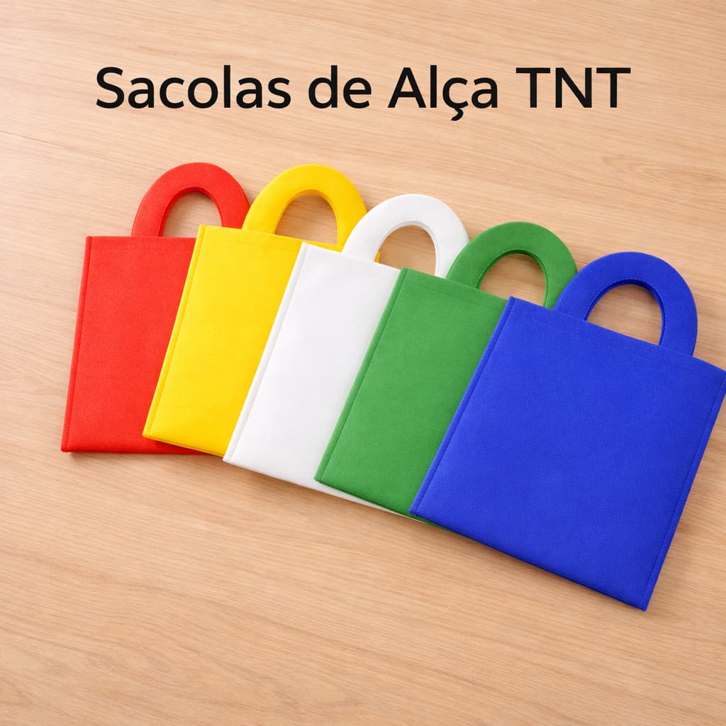 KIT 10/20/30/50 Sacolas com Alça TNT 22cm x 31cm para presentes, lembrancinhas, festas, escola