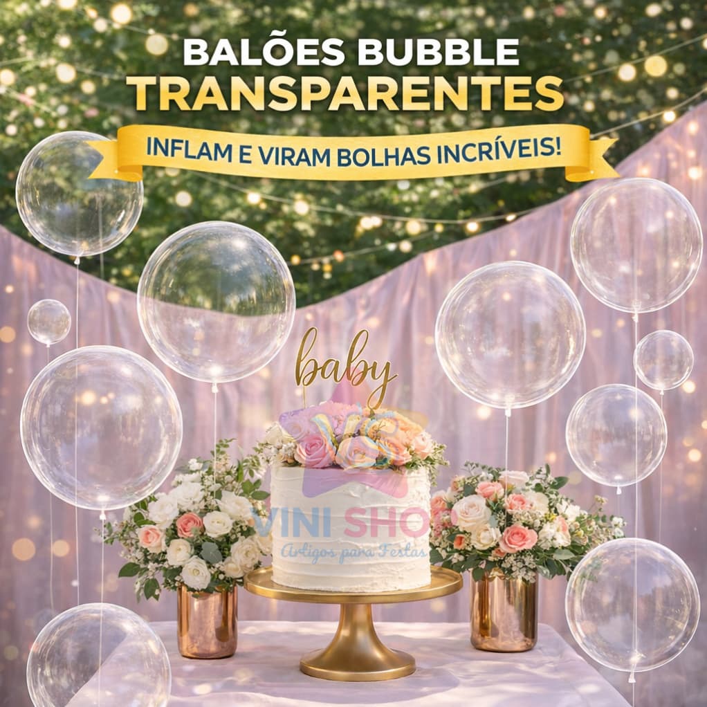 Kit 10/20 Balão Bubble Bolha Transparente - 10/18/20/24/36 Polegadas