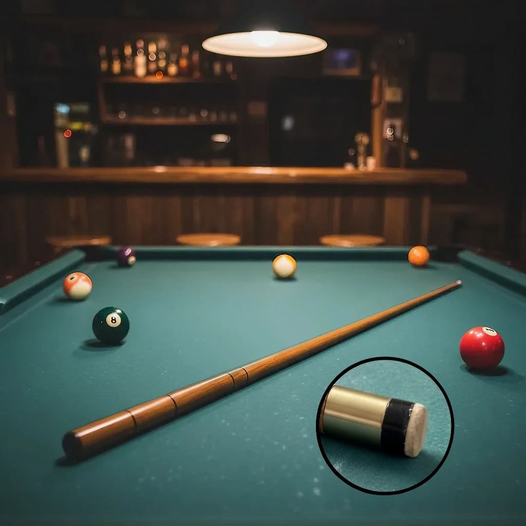 Taco de Sinuca Ipê Inteiriço Sola de Couro 100% Reto 1,47m c/ Luva