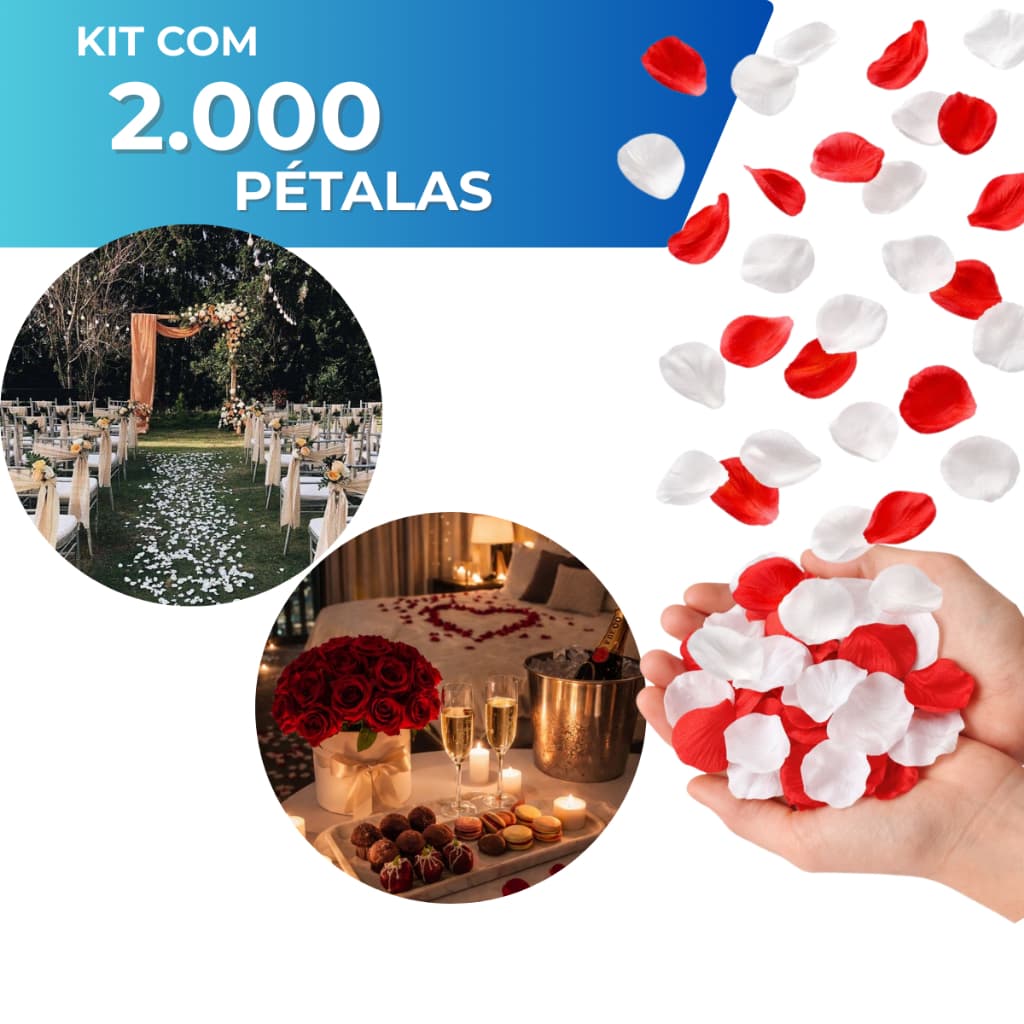 2000 Pétalas De Rosas Artificiais Branca ou Vermelha Casamento Festas Noivas Decoração Kit Romântico 1000 Pétalas
