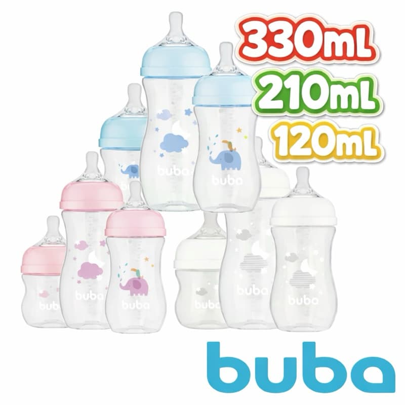 Mamadeira Anti Cólica Easy Flow Branca, Rosa e Azul Bico Ultrasoft  + 0 M , + 2 M, + 4M - Buba