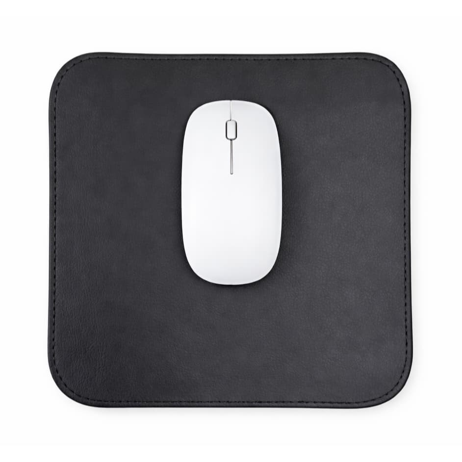 Mouse Pad 20x20 Deskpad Couro Sintético Escritório Mesa + Porta Copo