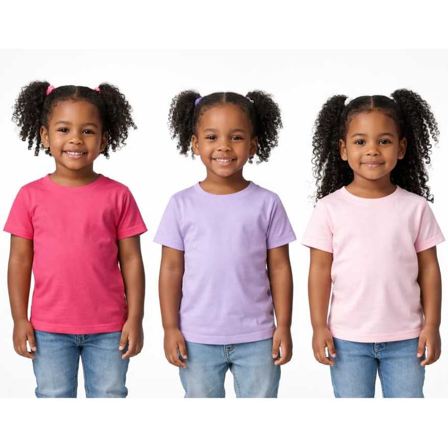 Kit 3 Camiseta Infantil Lisa Básica Menina Manga Curta 100% Algodão